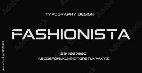A typography design featuring the word Fashionista in a modern font style on a black background