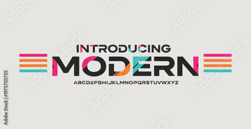 Quadro su tela A modern font introduction with colorful typography and alphabet display