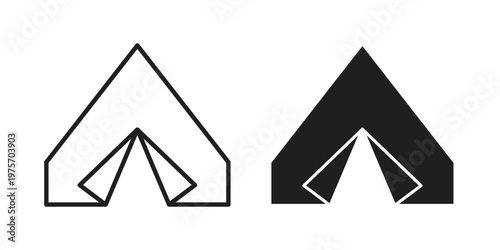 Tent icon vector design set. Icon Symbol Black Outline and Solid