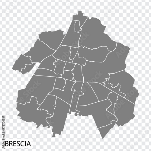 High Quality map of Brescia is a city  of Italy, with borders of the districts. Map of Brescia  your web site design, app, UI. Italy. EPS10.