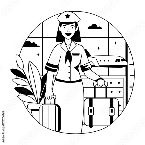 Glyph style illustration denoting a flight attendant