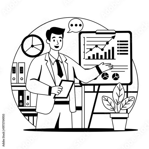 Canvas Print A glyph style illustration showing a statistician