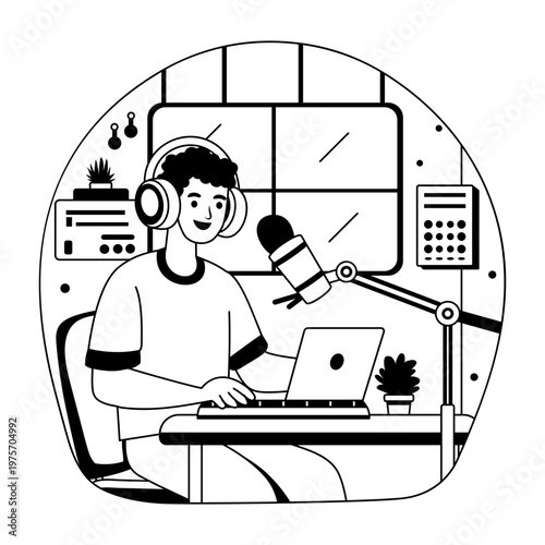 Glyph style illustration denoting a singer