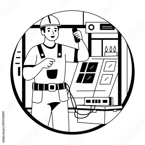 Glyph style illustration denoting an electrician