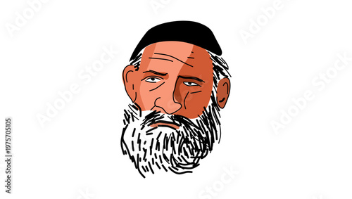 Leucippus portrait, flat vector illustration