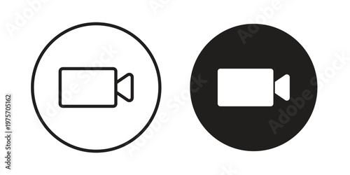 Video call icon vector design set. Icon Symbol Black Outline and Solid