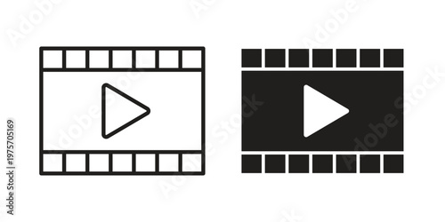 Video icon vector design set. Icon Symbol Black Outline and Solid