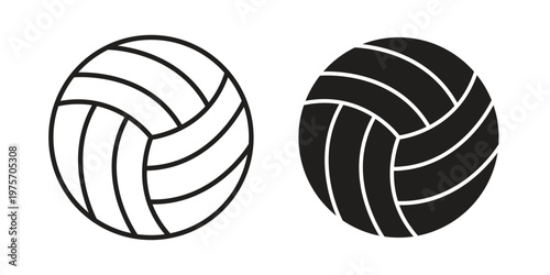 Volley ball icon vector design set. Icon Symbol Black Outline and Solid
