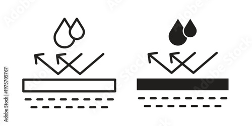 Waterproof icon vector design set. Icon Symbol Black Outline and Solid