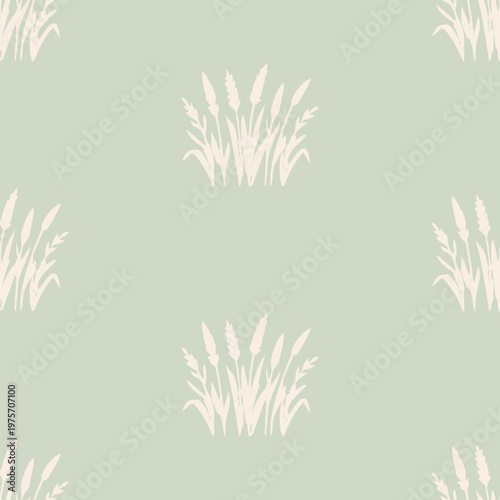 Soft Meadow Pattern – Neutral Grass Design