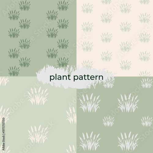Minimal botanical patterns perfect for eco design, textile and packaging.