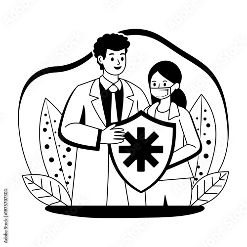 glyph style illustration showing health coverage 