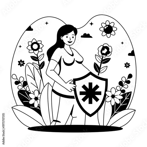 A glyph style illustration representing maternity coverage 