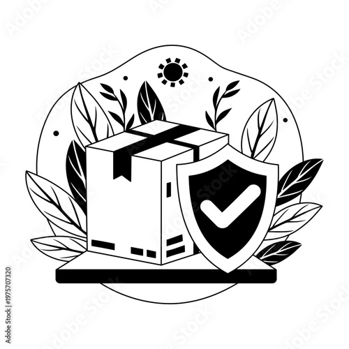 A glyph style illustration representing secure package