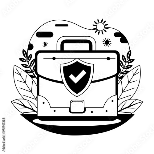 A glyph style illustration representing business protection