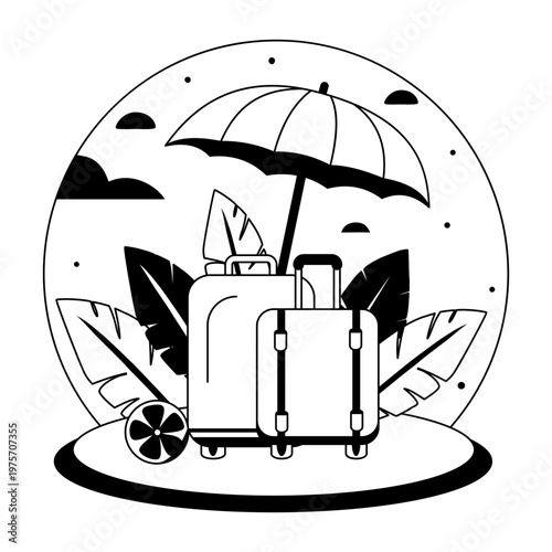 A glyph style illustration representing travel insurance 