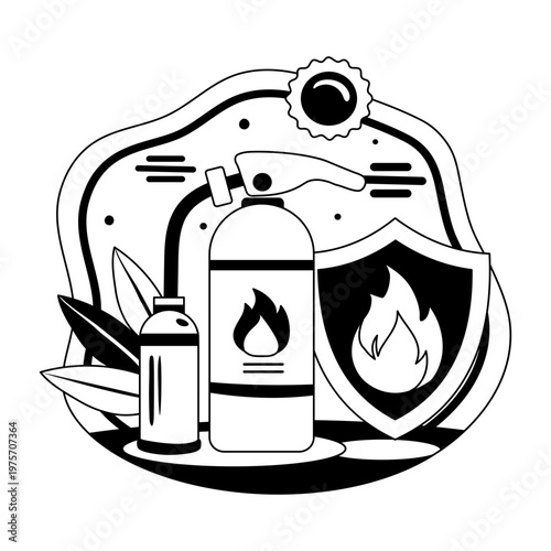 glyph style illustration showing fire insurance  