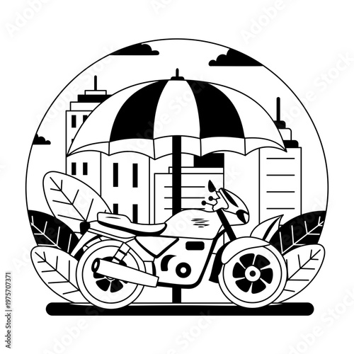 glyph style illustration showing bike insurance  