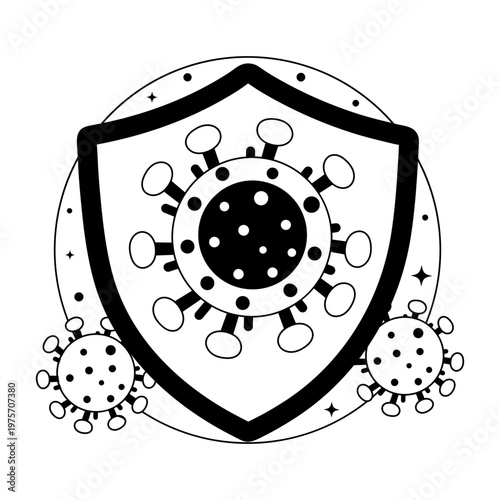 A glyph style illustration representing virus protection  