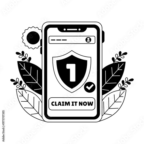 glyph style illustration showing claim reward  