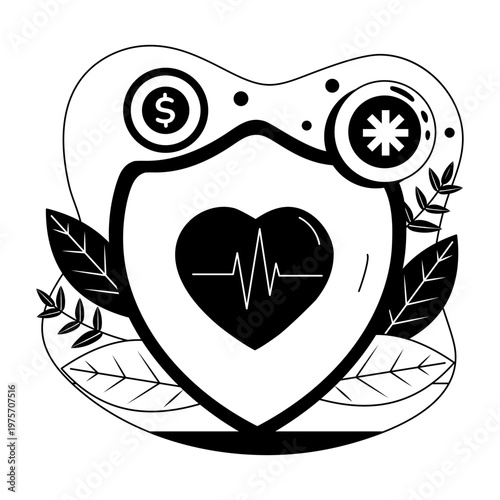 glyph style illustration showing life insurance  