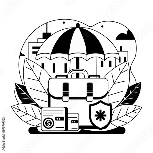 A glyph style illustration representing medical coverage  