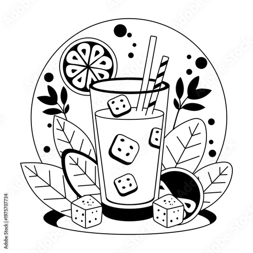 Glyph style illustration representing drink glass 