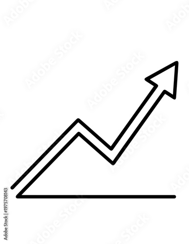 Line graph showing initial stability then sharp upward growth with arrow - data visualization icon indicating positive trend or business performance improvement line art analysis