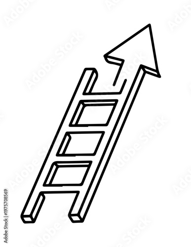 Conceptual ladder arrow icon representing career progression advancement and step-by-step success with progress achievement motivation stepping business development ambition