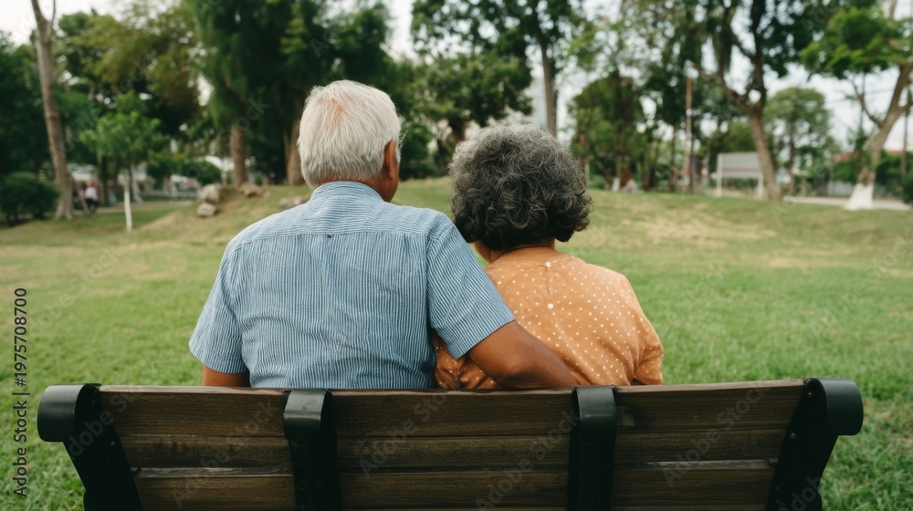 Fototapeta premium Elderly Couple Sharing a Bench in the Park