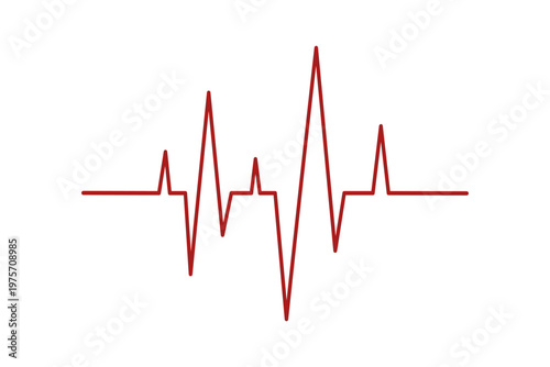 Red heartbeat diagram. Part of electrocardiogram chart isolated on white background. Cardiac rhythm line. Cardio test sign. Arrhythmia pictogram. Heart health symbol. Vector graphic illustration