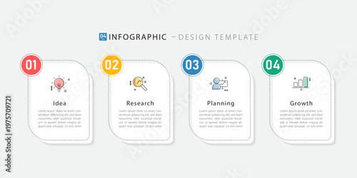 Infographic template. 4 Step timeline journey, Flat simple infographics design template. presentation graph. Business concept with numbers 4 options or steps vector illustration.