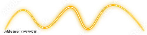Orange Neon Wave Line PNG Glowing Curved Light Trail Isolated Transparent Background