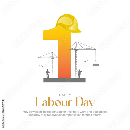 Happy Labour Day Social Media Post and Greeting Card Design. International Workers Day Minimal and Modern Creative Post Template Vector Illustration