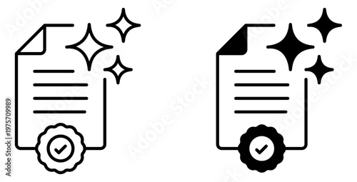 AI Quality Document Icon. File with Quality Badge and AI Stars, Certified Content Concept