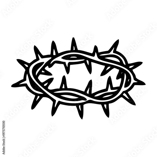 Corona de Cristo. Símbolo religioso. Dibujo sencillo con líneas de una corona de espinas