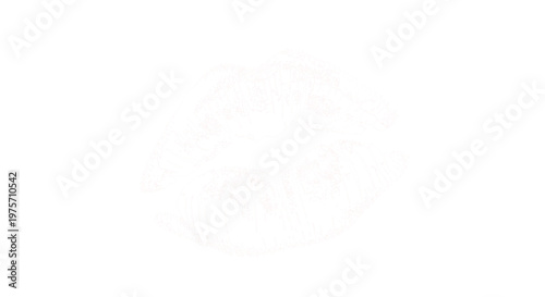 Faint pinkish red lip print illustration isolated on a white background representing beauty and romantic affection for makeup brands.