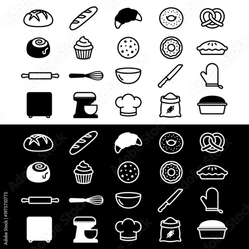 Baking icons and food symbols collection.