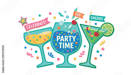 Colorful illustration of party drinks.