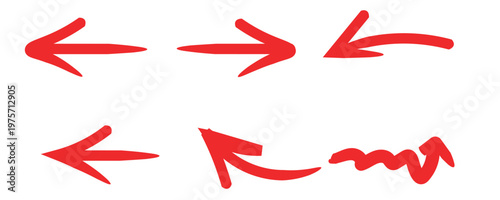 Collection of hand-drawn red arrows indicating direction and movement.