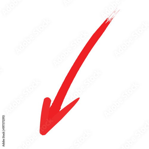 Red arrow pointing downwards with a brush stroke effect.