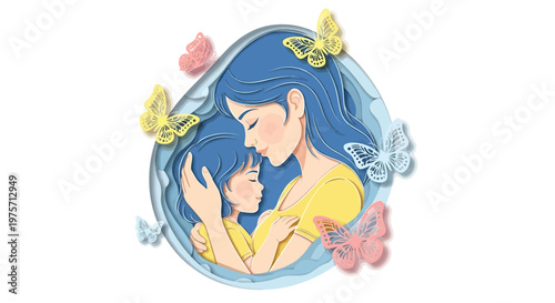 A tender illustration of a mother and child sharing a loving moment