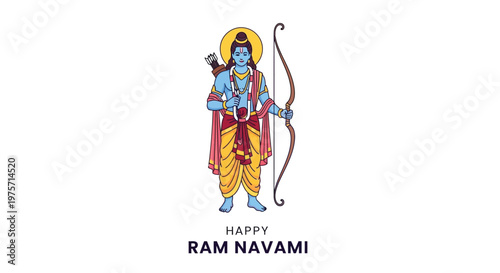 Lord rama depicted with bow and arrow for ram navami celebration