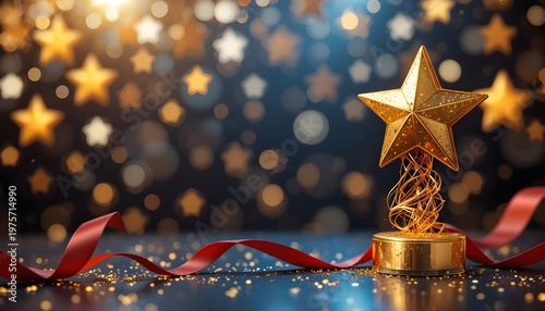 3D Gold Star Award Ceremony Background