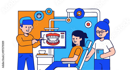 Modern Dental Consultation and Procedure Planning Vector Illustration