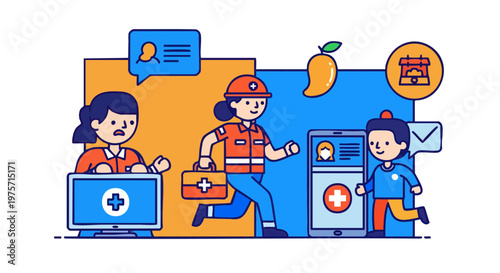 Emergency Response Healthcare and Digital Communication Vector