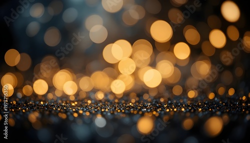 Glittering Vintage Lights Background – Dark Gold and Black