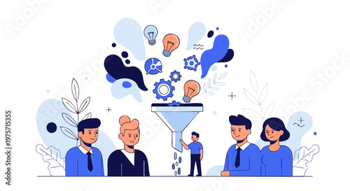 Business Team Brainstorming and Idea Processing Concept Illustration