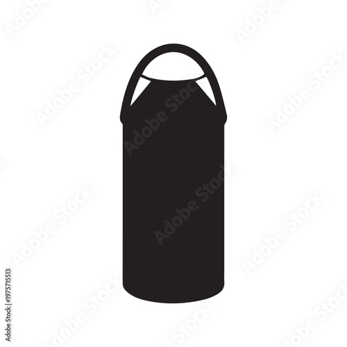 Black silhouette of a punching bag or boxing bag vector icon for sports and fitness designs

