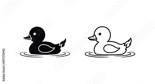Black and White Duckling Waterfowl Designs Vector